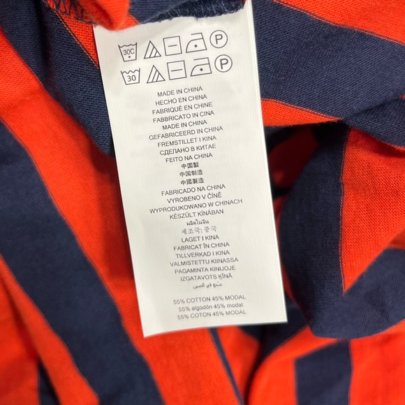 Women’s MICHAEL Michael Kors Navy Blue & Orange Striped Blouse - Picture 5 of 5